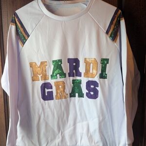 Mardi Gras Light Weight Crew Sweater Pullover Long Sleeve M Nwot